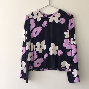 Marimekko Sorea Floral Navy Lilac Blouse 38